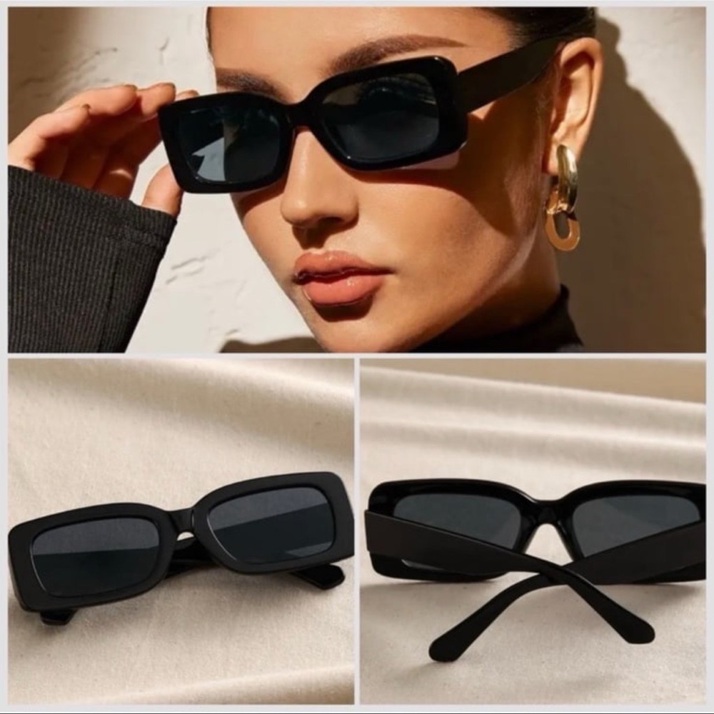 🔥🔥🆕Chic Black Rectangular Sunglasses - Picture 9 of 9